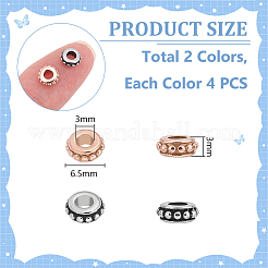 8 pz 2 colori perline distanziatrici in acciaio inossidabile 304&nbsp;STAS-UN0059-54