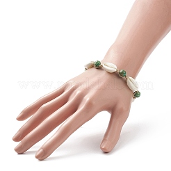 4 Stück 4-farbig gefärbtes natürliches geflochtenes Perlenarmband aus Jaspis und Kaurimuscheln für Frauen&nbsp;BJEW-TA00208