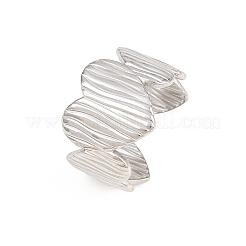 Bagues ouvertes en acier inoxydable 304 texturé pour femmes&nbsp;RJEW-A102-03P