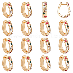 6 paio di orecchini a cerchio ovali in lega di zinco con strass&nbsp;EJEW-WR0001-010G