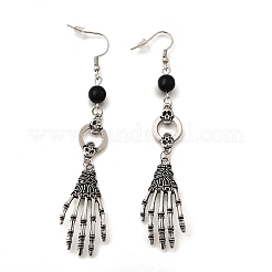 Pendientes colgantes de calavera de aleación de Halloween&nbsp;EJEW-K316-01A-AS
