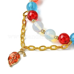 Braccialetti elasticizzati con perline di vetro e vetro trasparente con effetto craquelé&nbsp;BJEW-JB10744