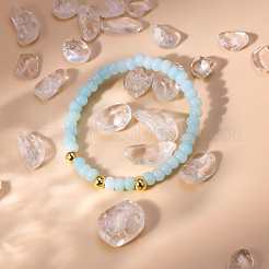 Bracelets extensibles en perles d'aigue-marine naturelles pour hommes et femmes&nbsp;BD7394