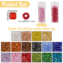 16 Farben runde Glasperlen&nbsp;SEED-SC0001-56C