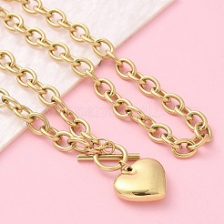 Colliers à chaîne en acier inoxydable 304 avec pendentif en forme de cœur pour femmes&nbsp;NJEW-C084-05G