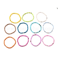 11 bracelet extensible en perles rondes de jade persan naturel&nbsp;BJEW-JB12004