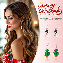 2 Paar 2 Stile Weihnachtsmotiv Glasohrringe&nbsp;EJEW-TA00701