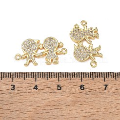 Dijes conectores de latón con microengaste de circonita cúbica transparente para la fabricación de joyas.&nbsp;CU-CBAAA59-01G-01
