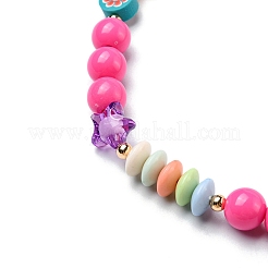 Correa de muñeca con cordón para teléfono móvil con cuentas de acrílico redondas y estrellas&nbsp;HJEW-YW0001-03