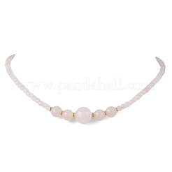 Colliers de perles rondes graduées en quartz rose naturel&nbsp;NJEW-JN05654-01