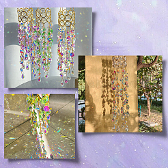 Atrapasueños colgantes de vidrio con hierro&nbsp;AJEW-SP0005-02