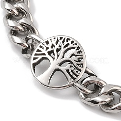 Braccialetti a catena con maglie ad albero della vita in acciaio inossidabile 304 placcati ioni (ip) per uomo&nbsp;BJEW-B096-43AS