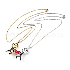 Collane con ciondolo cuore magnetico in lega di smalto per San Valentino 2 pz&nbsp;NJEW-P305-01A