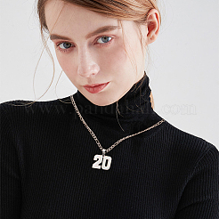 Collier avec pendentif en forme de chaîne Figaro en acier inoxydable 304&nbsp;NJEW-BBC0001-28A-P
