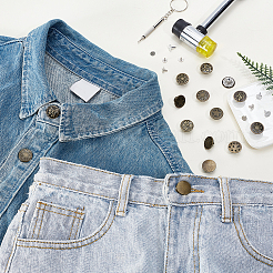 112 Set mit 8 stilvollen Messing-Knopfnadeln für Jeans&nbsp;BUTT-GA0001-41