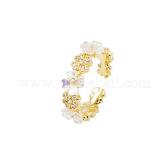 Manschettenringe aus Messing mit Blumen-Mikropflaster und klarem Zirkonia für Damen&nbsp;FS-WG9A424-01