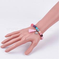 Braccialetti di stirata in rilievo in gemma mista&nbsp;BJEW-JB03166-03