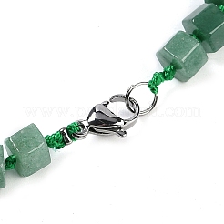 Colliers de perles graduées en aventurine verte naturelle à prisme hexagonal pour femmes et hommes&nbsp;NJEW-K388-03E