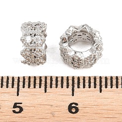 Blumenförmige Messingperlen mit klaren Zirkonia-Steinen im europäischen Stil&nbsp;KK-B186-11P
