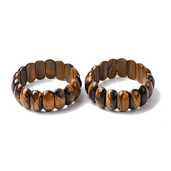 Bracelets extensibles en perles ovales naturelles d'œil de tigre pour unisexe&nbsp;BJEW-Z149-04