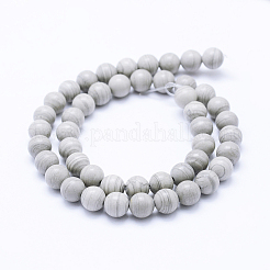 Fili di perline di diaspro naturale linea argento&nbsp;G-F531-6mm-O