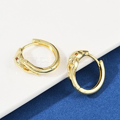 Orecchini a cerchio in ottone con micro pavé di zirconi cubici a forma di serpente&nbsp;EJEW-L299-03G