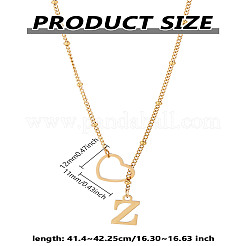 Collier lariat en acier inoxydable avec lettre et cœur pour femme 1 pièce&nbsp;NJEW-LP0002-87G-Z