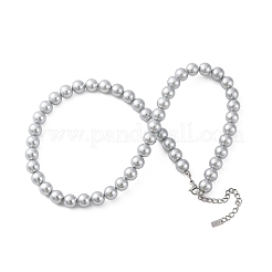 8 mm Muschelkernperlen-Halsketten mit runden Perlen&nbsp;NJEW-U026-15P