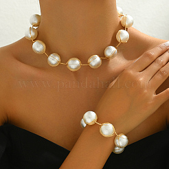Elegante Halsketten & Armbänder aus Kunststoff mit runden Perlen für Damen&nbsp;GI5600