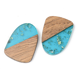 Pendentifs en résine transparente et bois de noyer&nbsp;RESI-S389-042A-B03