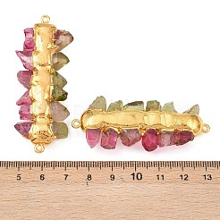Galvanisierte zweifarbige natürliche Quarzkristallnuggets Perlenverbinder Charms&nbsp;KK-H516-18G-01