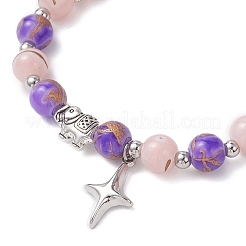 Braccialetti di perline di vetro rotondo stirata&nbsp;BJEW-JB12649