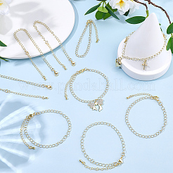 Pulseras de cadena tipo cable de latón para mujer&nbsp;BJEW-BM00008
