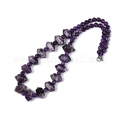 Collares de cuentas redondas y cónicas de amatista natural&nbsp;NJEW-N064-03G