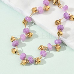 Braccialetti a rondella in acciaio inossidabile 304 con perline di ametista naturale&nbsp;BJEW-C151-04B
