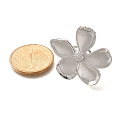 Bague ouverte en acier inoxydable 304 avec fleur pour femme&nbsp;RJEW-R006-03P-02