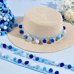 Rubans à pompons en polyester de couleur dégradée de 6.5 mètre&nbsp;DIY-GA0006-95B