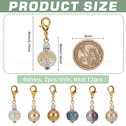 12 pièce de 6 styles de décorations suspendues en verre à facettes&nbsp;HJEW-FG00019