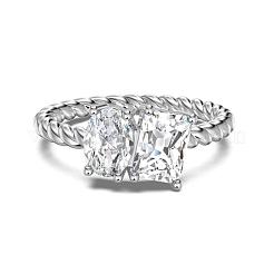 Ovale und rechteckige 925 Sterling Silber Micro Pave Zirkonia Fingerringe für Damen&nbsp;RJEW-F180-03P