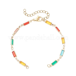 Herstellung von Messing-Glas-Rechteck-Gliederketten-Armbändern&nbsp;AJEW-JB01399