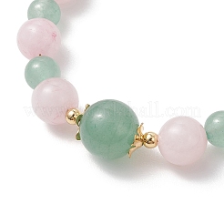 Verstellbare Armbänder aus natürlichen Rosenquarz- und grünen Aventurinperlen&nbsp;BJEW-JB13032