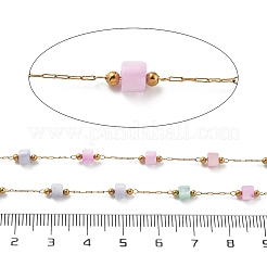 Chaînes à maillons en coquillage et perles ovales en acier inoxydable 304&nbsp;CHS-K021-09G-04