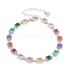 Bracelets de tennis en acier inoxydable 304 sertis de zirconiums cubiques colorés pour femmes&nbsp;BJEW-T023-02A-P