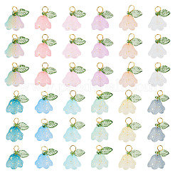 72 Stück 12 Farben Glas & Acryl Blumenanhänger&nbsp;PALLOY-TAC0259