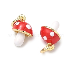 Breloques en laiton émaillé rouge champignon d'automne&nbsp;KK-H254-06G