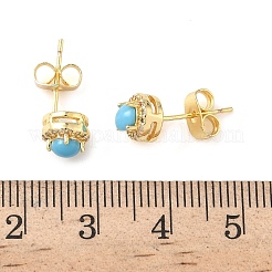 Runde Ohrstecker aus Messing mit Mikropflaster und klarem Zirkonia&nbsp;EJEW-Z144-13G