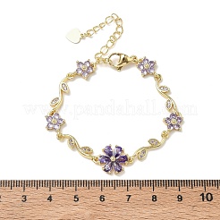 Bracelets à maillons en laiton micro pavé de zircones cubiques pour femmes&nbsp;BJEW-C156-04D-01G