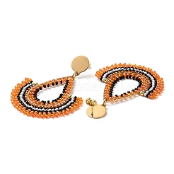 Aretes colgantes en forma de lágrima con cuentas de vidrio tejido&nbsp;EJEW-A105-08G-02