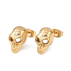 Totenkopf-Ohrstecker aus 304 Edelstahl&nbsp;EJEW-C163-01G