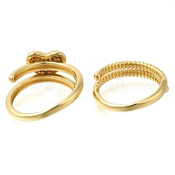 Set di anelli in ottone regolabile con micro pavé di zirconi cubici&nbsp;RJEW-M021-02G